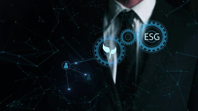 esg people interaction concept. Business investments of the future based on modern technologies and artificial intelligence