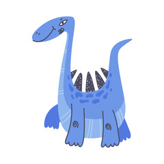 Funny Spiked Dinosaur as Cute Prehistoric Creature and Comic Jurassic Predator Vector Illustration