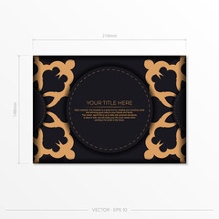 Dark postcard design with vintage Indian ornaments.
