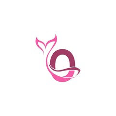 Letter O with mermaid tail icon logo design template