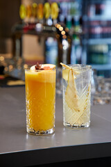 summer cocktails in the bar