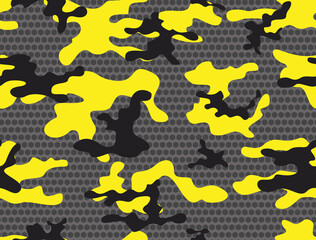 black and yellow uniform texture, camouflage, military print. Ornament