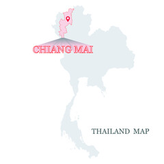 Maps of Thailand with red maps pin on Chiang Mai Province