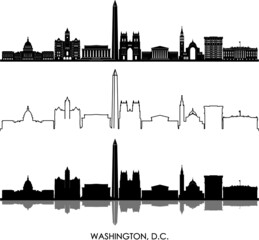Washington DC USA City Skyline Vector

