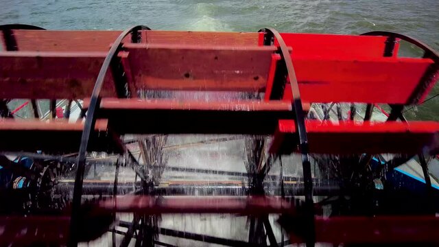 Paddle Wheel Spinning on the back of a paddle boat