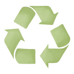 Recycle green sign on a white black background.
