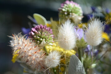 Gentle and beautiful bouquet of wild mountain plants