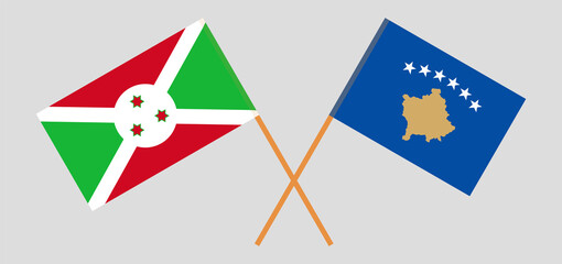 Crossed flags of Burundi and Kosovo. Official colors. Correct proportion
