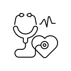 Stethoscope Vector outline icon style illustration. EPS 10 file