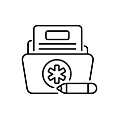 Medical record Vector outline icon style illustration. EPS 10 file