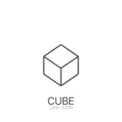 Cube shape vector line icon. Editable stroke