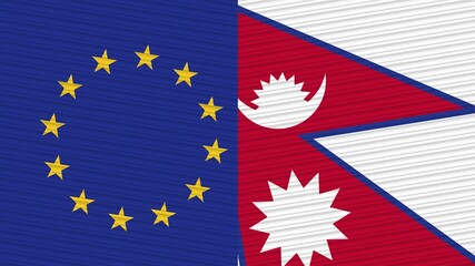 Nepal and European Union Two Half Flags Together Fabric Texture Illustration