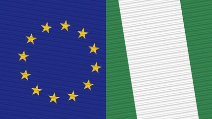 Nigeria and European Union Two Half Flags Together Fabric Texture Illustration