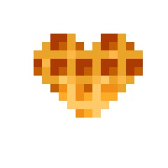 Heart waffle pixel art. Vector illustration. Valentine's Day. Honey Glazed Waffles.