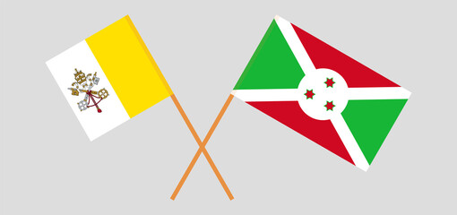 Crossed flags of Vatican and Burundi. Official colors. Correct proportion