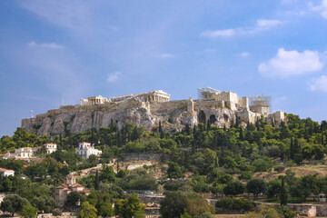 View of the Acropolis and the Parthenon from the side