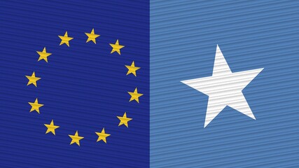 Somalia and European Union Two Half Flags Together Fabric Texture Illustration