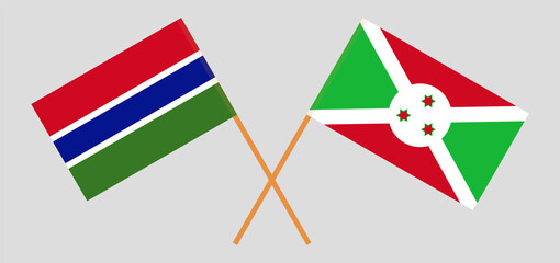 Crossed flags of the Gambia and Burundi. Official colors. Correct proportion