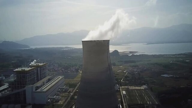 aerial view of thermal power plant ,dezhou city , shandong province, China