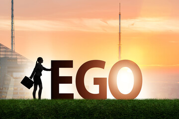 Concept of ego with businesswoman