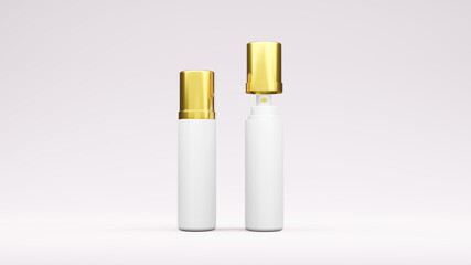 White and Golden color  bottle package 3D rendering