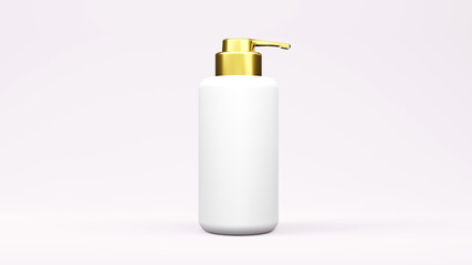White and Golden color  bottle package 3D rendering