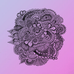Mandala - Black on Pastels 1