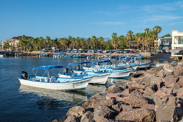Loreto, Baja California Sur Mexico Jul-10-2021: Loreto bay during the Covid-19 has been experiencing difficulties in terms of tourism due to the restrictions applied to visitors.