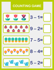 Counting Game for Preschool Children. An educational math game.