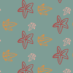 Vector pattern for the autumn theme with leaves in red and green tones