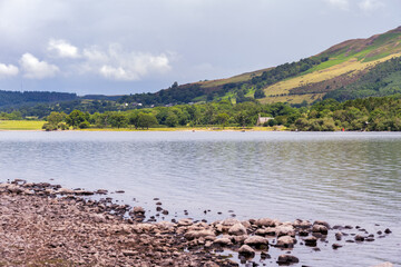 View Bassenthwaite Lake in summer, Cumbria, England
