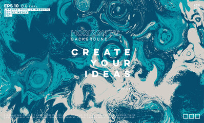 Horizontal marbled blue abstract background