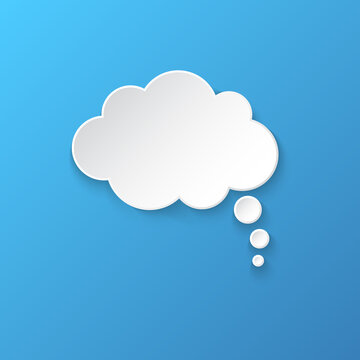 Thought cloud on blue background