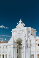 Historic Rua Augusta Arch in the commerce square Praca do Comercio in Lisbon, Portugal