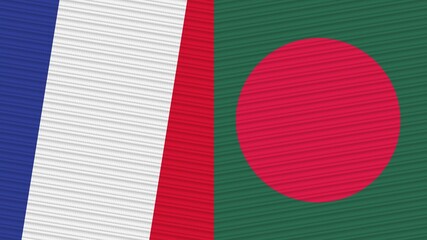 Bangladesh and France Two Half Flags Together Fabric Texture Illustration