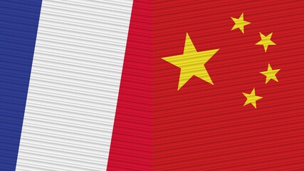 China and France Two Half Flags Together Fabric Texture Illustration
