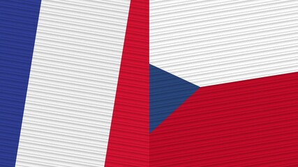 Czech Republic and France Two Half Flags Together Fabric Texture Illustration