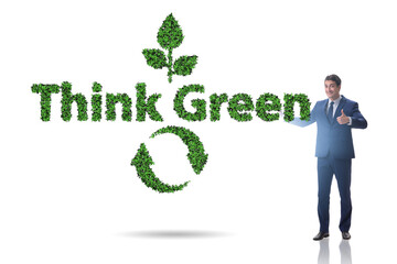 Businessman in think green concept