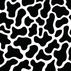 Black and white cow pattern background illustration.