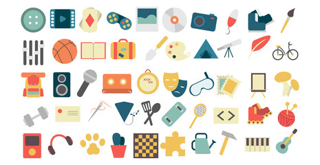 Fototapeta Various hobbies and professions icons collection - Vector obraz