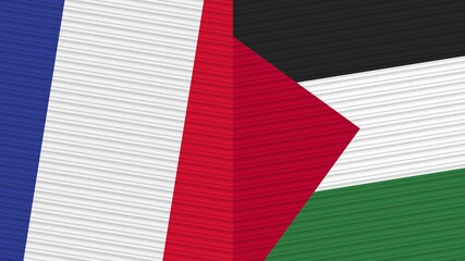 Palestine and France Two Half Flags Together Fabric Texture Illustration