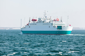 Fototapeta premium Ferry crossing from Denmark to Sweden . Big ferry ship in the bay 