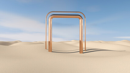 Desert with sky background. 3D illustration, 3D rendering	
