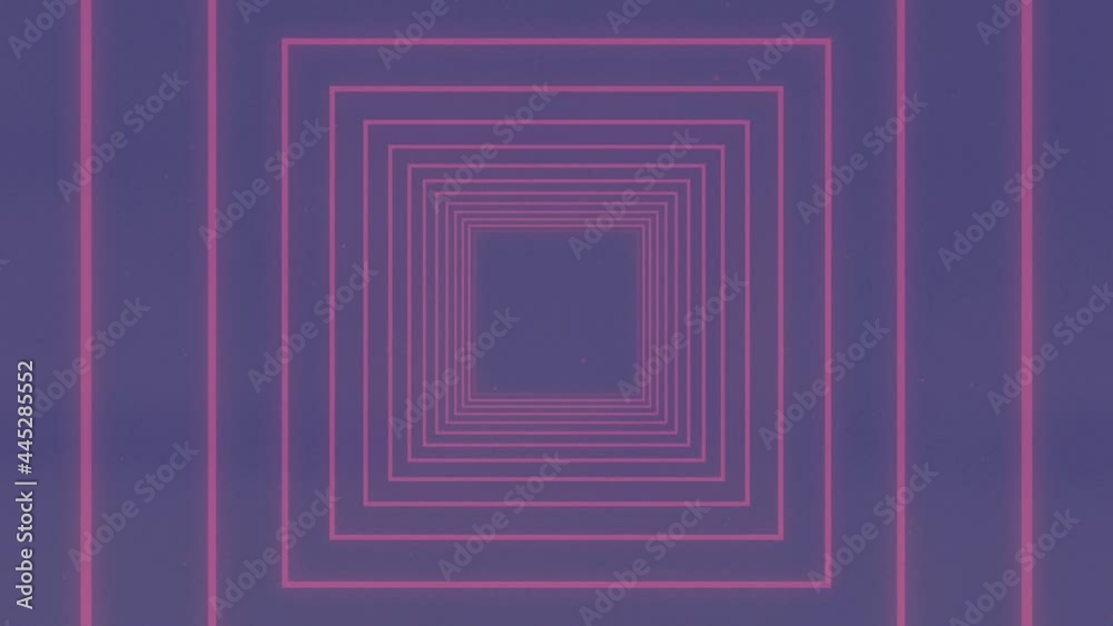 Poster Animation of neon glowing tunnel over purple background