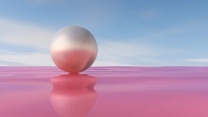 Water with sky background. 3D illustration, 3D rendering