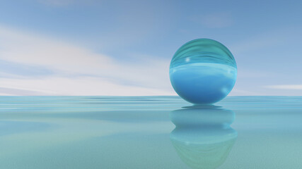 Water with sky background. 3D illustration, 3D rendering