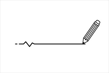 pencil draw a line in horizontal vector illustration. line with a little pulse wave diagram. writing and drawing sign
