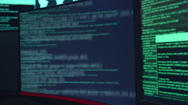 Code On Multiple Computer Screens, Cyber Attack
