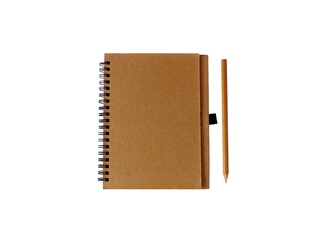 Notebook and pencil isolated on white background.