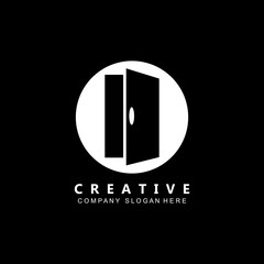 Simple open door logo vector icon symbol